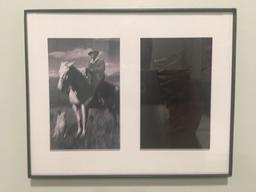 Genuine 1800s Leather Boot Fragment and a Framed COPY of a Cowboy Picture