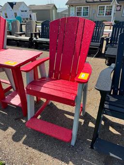 RED/GREY BAR STYLE ADIRONDACK CHAIR