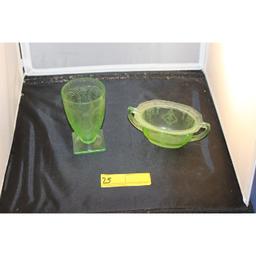 Green Depression Uranium Glass Pieces