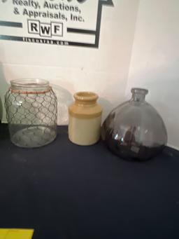 Glass Vases, Pottery, Metal & Glass Jars