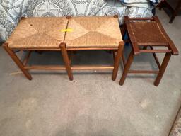 Wicker Bench & Stool