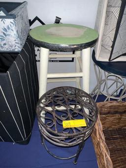 Laundry Hamper, Bar Stool, Basekts, & Plant Stands