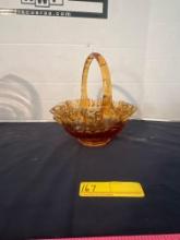 Amber Glass Thumbprint Basket