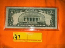 1953 Series A Red Seal Five Dollar Bill