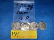 Four Bicentennial Kennedy Half Dollars