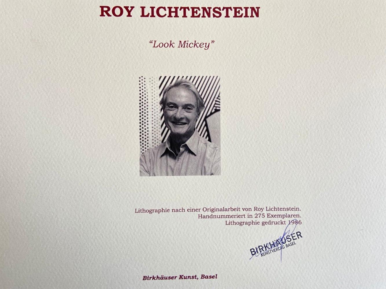 Roy Lichtenstein 'Look at Mickey Mouse - 1986' Limited Edition Lithograph