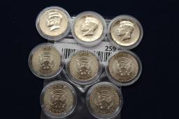 8 Colorized Kennedy Half Dollars