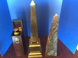 2 Obelisk Statues and Matchbox Holder