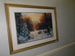 Large Gold Framed Print - Country Snow Scene