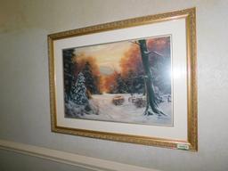 Large Gold Framed Print - Country Snow Scene