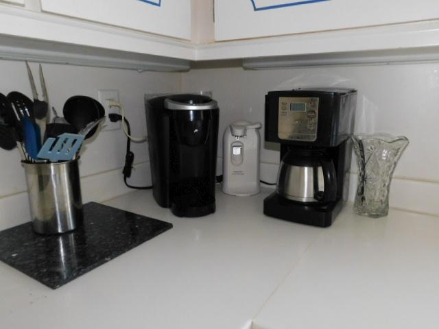 Keurig Coffee Maker, Mr. Coffee and Utensil Holder w/Contents