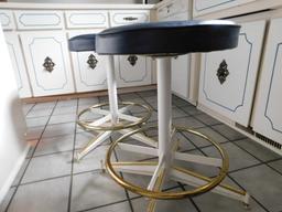 2 Blue Cushion Short Bar Stools