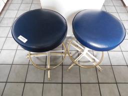 2 Blue Cushion Short Bar Stools