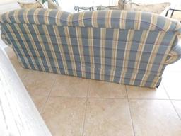 Blue Plaid Sofa w/Throw Pillows