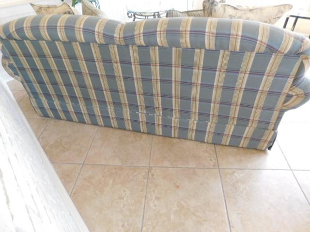 Blue Plaid Sofa w/Throw Pillows