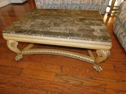 Large Base Coffee Table w/Marble Style Top