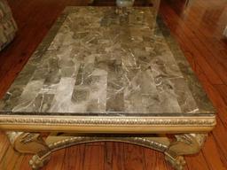 Large Base Coffee Table w/Marble Style Top