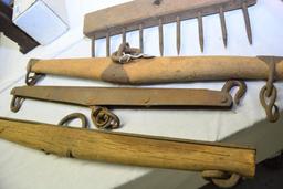 LOT WITH VINTAGE SINGLE TREES AND RAKE HEAD