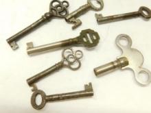 Vintage Clock and Trunk Keys, Seven Pieces