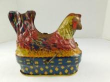 Vintage 1938 Baldwin Tin Litho Wind Up Chicken, 5 1/2" L x 5", Overall