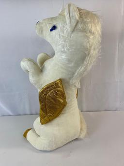 Plush Rearing Unicorn with Gold Lame Hooves & Wings