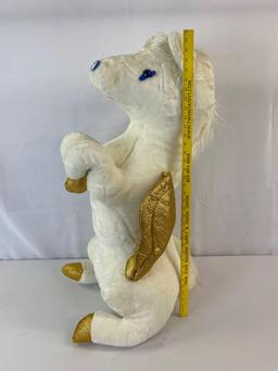 Plush Rearing Unicorn with Gold Lame Hooves & Wings