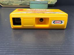 Velveeta Shells & Cheese Camera, 2 Decorative Tins and Lancaster Salted Nut Co. Peanut Tin
