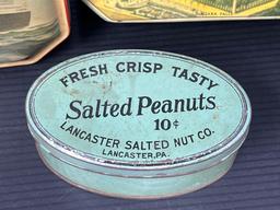 Velveeta Shells & Cheese Camera, 2 Decorative Tins and Lancaster Salted Nut Co. Peanut Tin
