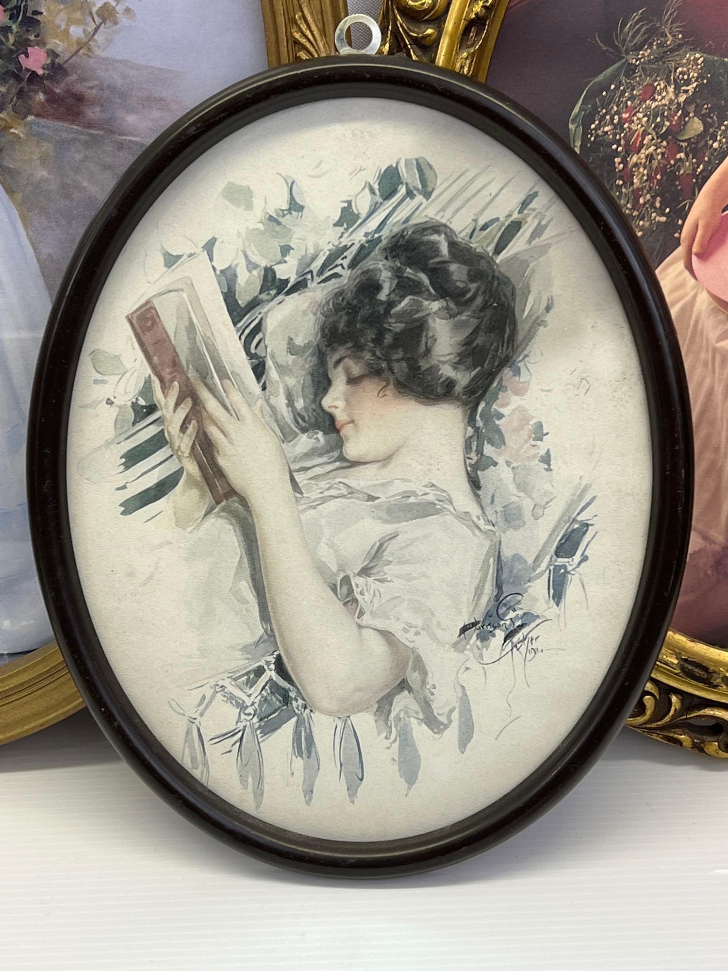 5 Framed Portrait Prints, All in Oval Frames
