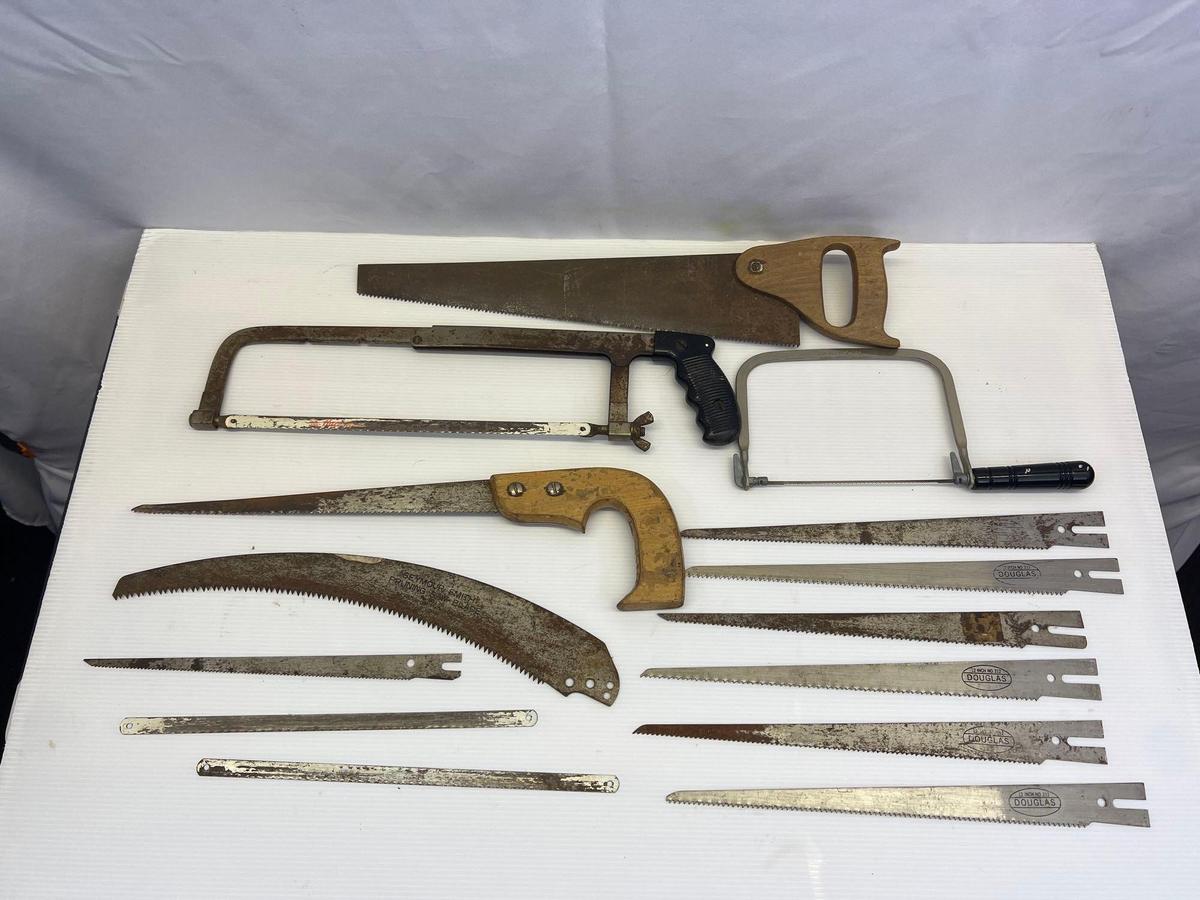 Saws Lot- Hand Saw, Hack Saw, Keyhole Saw, Others and Blades
