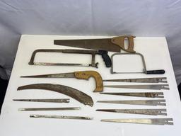 Saws Lot- Hand Saw, Hack Saw, Keyhole Saw, Others and Blades