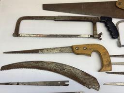Saws Lot- Hand Saw, Hack Saw, Keyhole Saw, Others and Blades