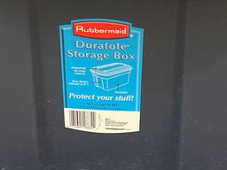2 Plastic Totes with Lids- Blue is Rubbermaid
