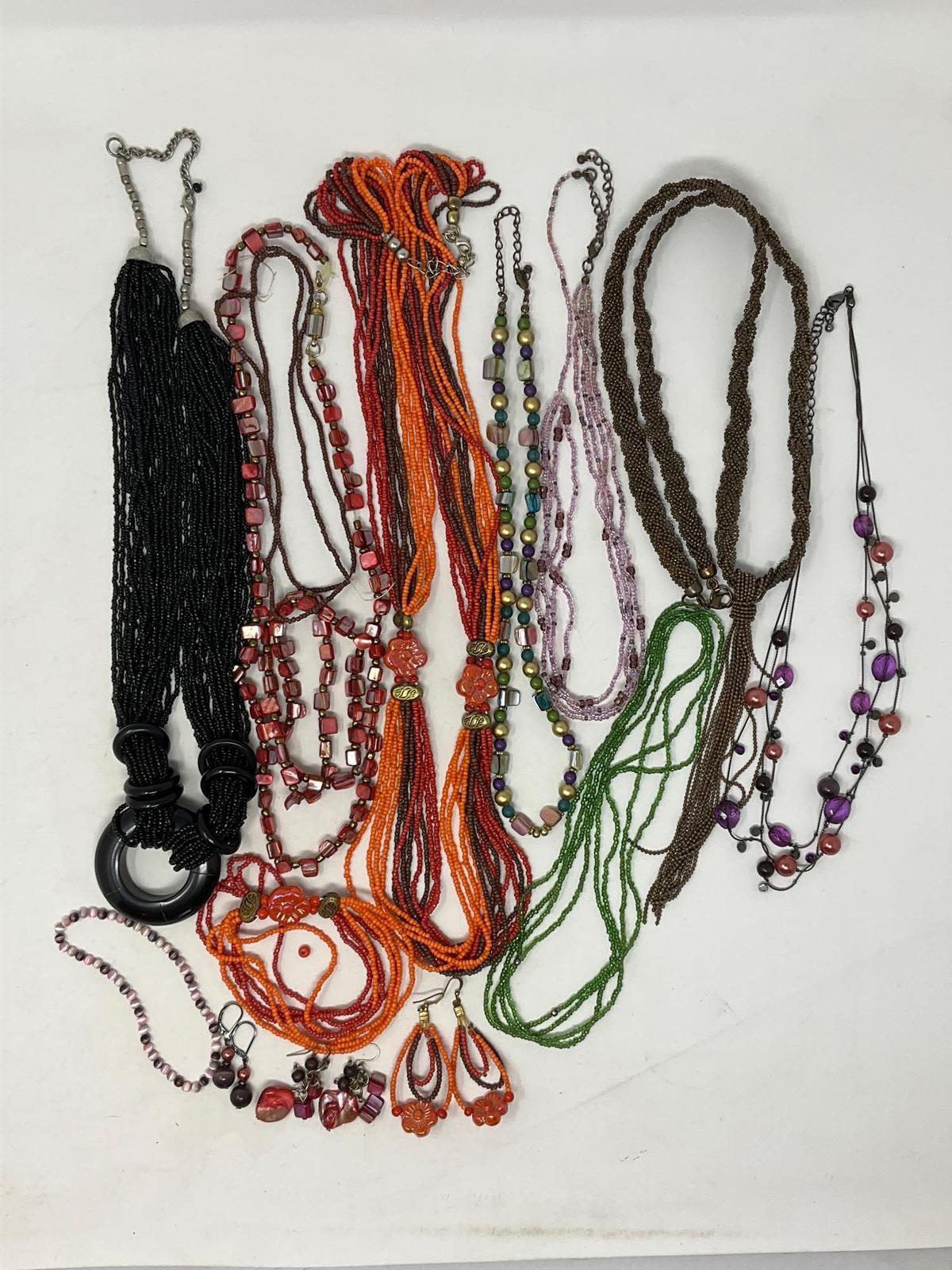 Beaded necklaces and bracelets