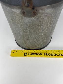 Galvanized Can with Pouring Spout and Wire/Wood Handle