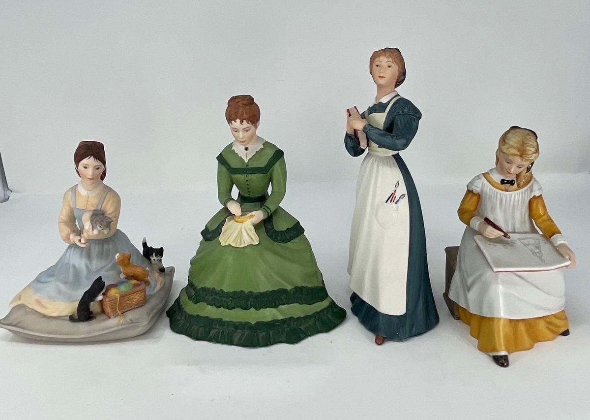 1983 Franklin Porcelain "Little Women" Figures- Amy, Jo, Meg and Beth