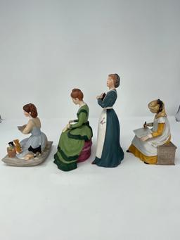 1983 Franklin Porcelain "Little Women" Figures- Amy, Jo, Meg and Beth