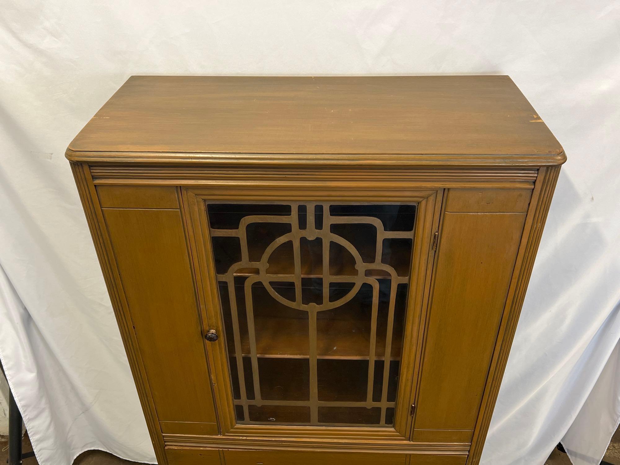 Antique Vintage China Cabinet with Glass Front Door and One Drawer