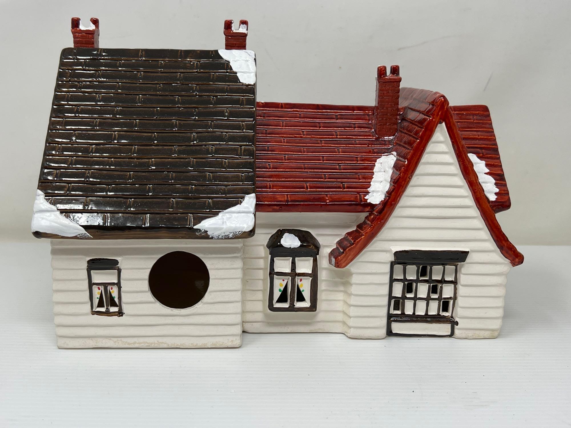 Ceramic Christmas Houses, Buildings, Fire Department, Store Window, Trees