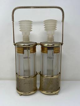 Bourbon & Scotch Dispensers in Gold Tone Holders, 1960's believed to be Fred Press