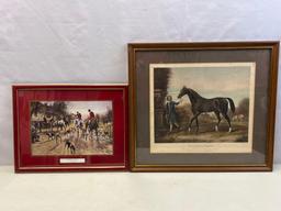 2 Framed Equestrian Prints- "A Hunting Morn" by George Wright and "The Darley of Arabia"