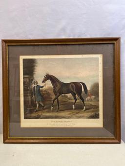 2 Framed Equestrian Prints- "A Hunting Morn" by George Wright and "The Darley of Arabia"