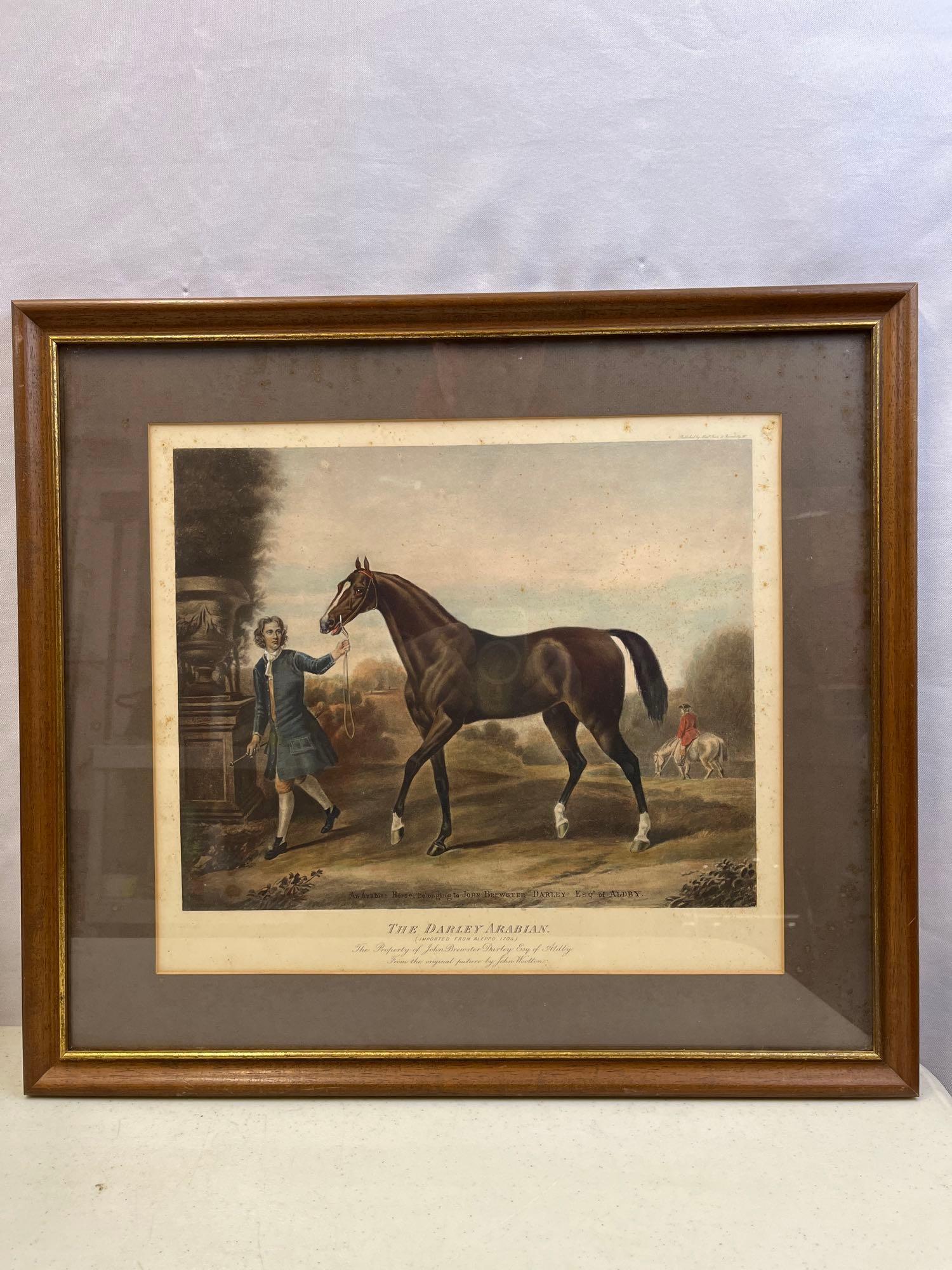 2 Framed Equestrian Prints- "A Hunting Morn" by George Wright and "The Darley of Arabia"