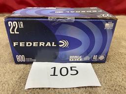 (1) BOX FEDERAL RANGE PACK 22LR AMMO 800 ROUNDS