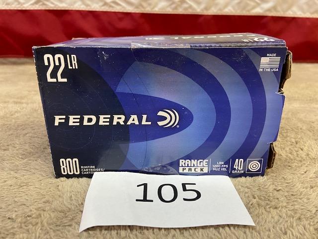 (1) BOX FEDERAL RANGE PACK 22LR AMMO 800 ROUNDS