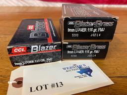 (3) BOXES CCI BLAZER 9MM LUGER