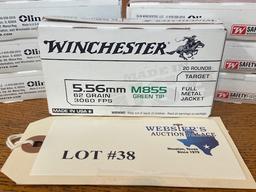 (7) BOXES WINCHESTER 5.56MM M855 GREEN TIP 62GR FMJ *140 ROUNDS