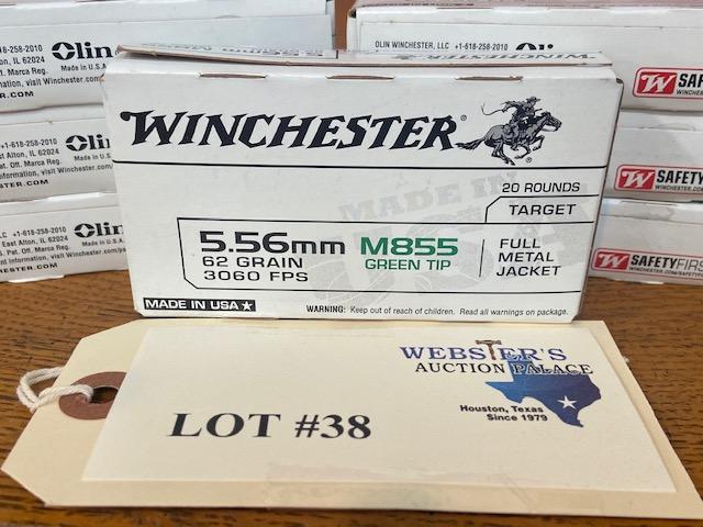 (7) BOXES WINCHESTER 5.56MM M855 GREEN TIP 62GR FMJ *140 ROUNDS