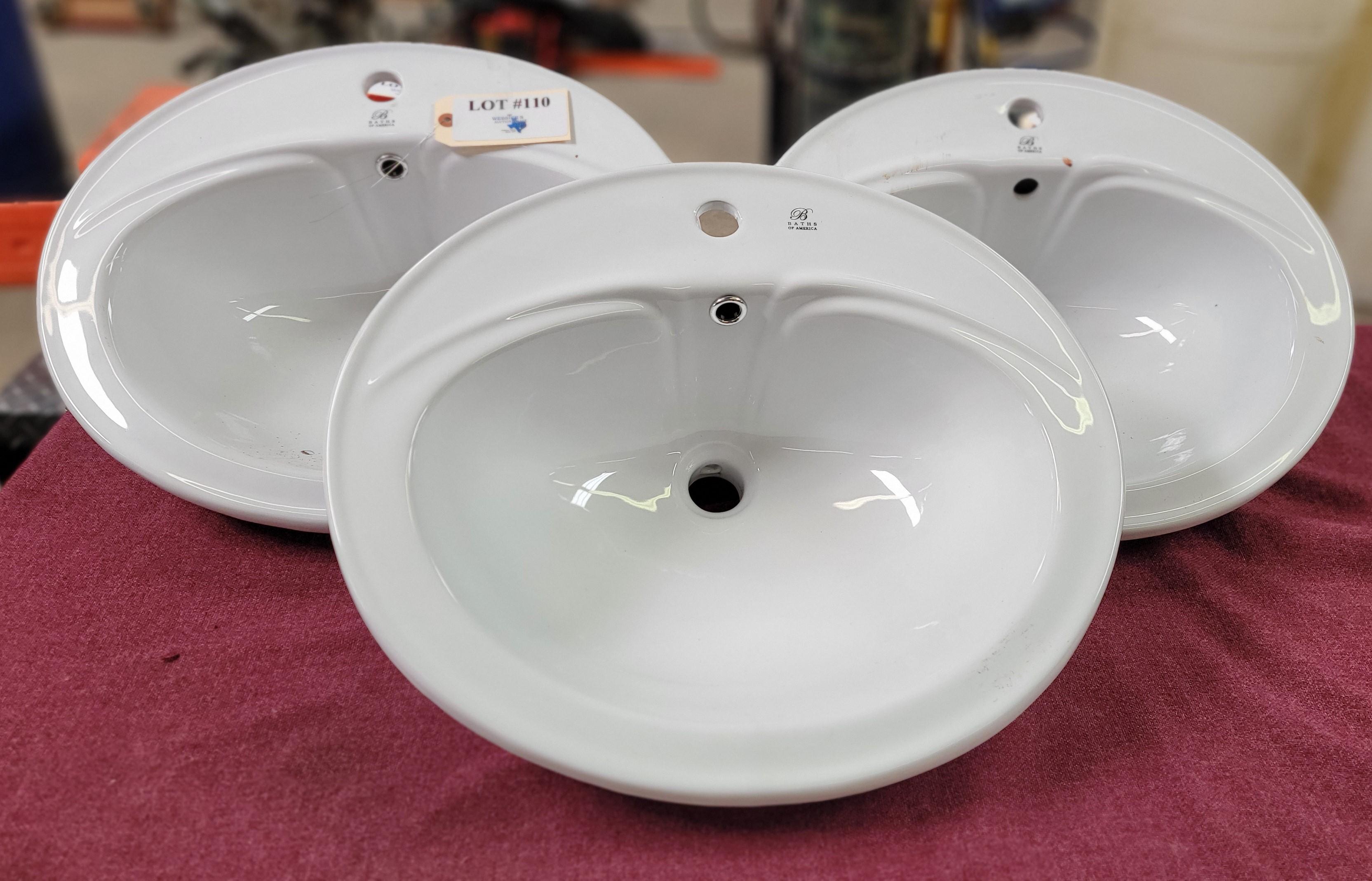 3 - BATHS OF AMERICA PORCELAIN SINKS