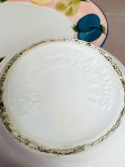 HAND PAINTED A. SANTOS PORTUGAL PLATTER AND MATCHING PITCHER
